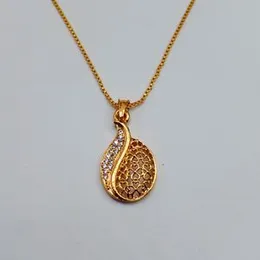 Gold Plated 1mm Box Chain With Vermeil Style Filigree Drop Pendant  For Women.