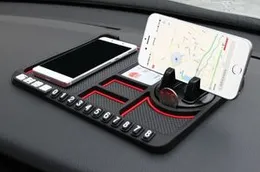 4 in 1 Car Anti-Slip Mat Silicone Dashboard Sticky Phone Holder Mat Auto Sticky Gel Pad Stand for Phone Parking Contact Number