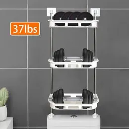 Bathroom Organizer Over The Toilet Storage Shelf,Space Saver Adhesive Base Bathroom Shelves for Storage Toilet Paper Big Bottle Shampoos Kitchen Hangi