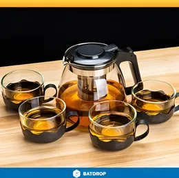 Wincy 1L Glass Kettle Set with Infuser & 4 Cups