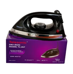 Telesonic Heavy Iron TL-267 1000W Non-Stick Soleplate Adjustable Temperature Overheat Protection Swivel Cord Pressing