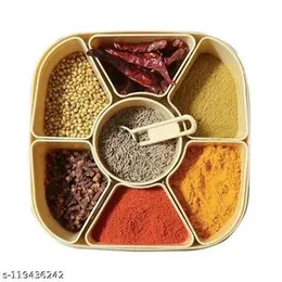 7 Section Masala Box, 700ml Masala Container For Kitchen, Multipurpose Masala&Rangoli box, Airtight Masala Storage Containr Spice Rack