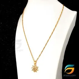 Gold Plated Guaranteed 18/24 inch Karali 02MM with Star Sun Theme pendant Necklace for ladies-45cm