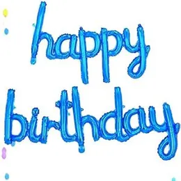 2Pcs happy birthday Letter Banner Balloon Party Foil BLUE