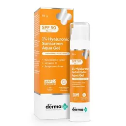 The Derma Co 1% Hyaluronic Sunscreen Aqua Gel SPF 50 PA++++ Hyaluronic Acid for Deep, Long Lasting Hydration Ultra Lightweight Texture Non-Greasy, No 