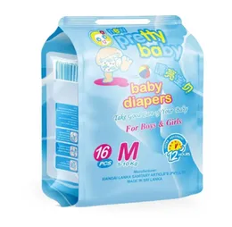 Pretty Baby Diapers Medium | 12-Hour Protection | 5-10 kg (16 pcs)