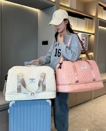 Lightweight Rhombic Lattice Travel Dufile Bag , Large Capacity Sports Fitness Storage Bag, Portable Weekender Overnight Bag