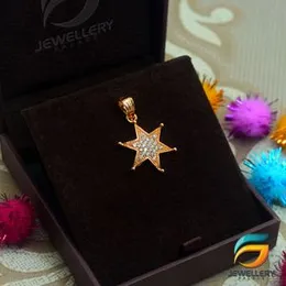 Gold Plated Star Pendant Fashion and Stylish New Design With White Stone For Women