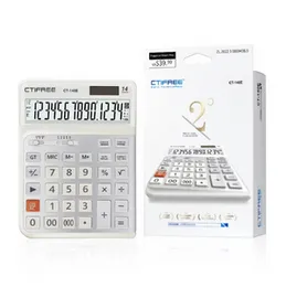 CTIFree CT-140E Desktop Calculator 14 Digit Solar Battery Check Recheck Ergonomic Keys 112 Steps Large Display Office Business Retail