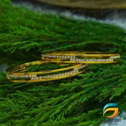 22kt Bangles Two Line With White Stone For Women.
