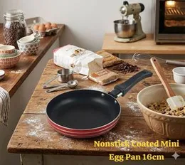 16cm red and white striped non-stick egg frying pan
