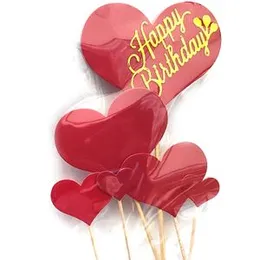 Cake Decoration Cup Cake Heart Shape Cardboard Cake Topper Happy Birthday Party