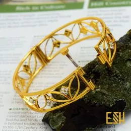 Hight Quality Fashion Gold Plated ESH Lover Stylish Scrow Lock Bangle With Stone For Women Jewelry