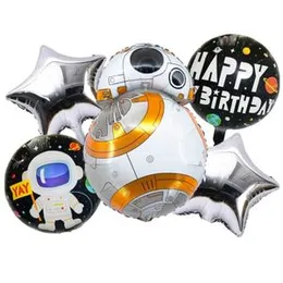 5pcs Foil Space Astronaut Sky Rocket Happy Birthday Party Decorations Foil Balloon birthday Decoration Vehical