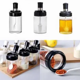 4pcs glass spice bottle set  with holder