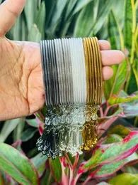 Indian Bollywood Traditional Tassel Charm Bangles Set for Women & Girls – Black, Silver, Gold & White