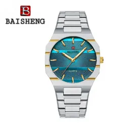 BAISHENG Luxury Brand Thin Men's Watch With Business Style, Stainless Steel Strap Quartz Water-Resistant WristWatch