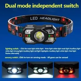 Rechargeable COB LED USB Headlamp Strong Magnetic Powerful Head-mounted Super Bright Headlamp Torch for Outdoor Emergency Lighting