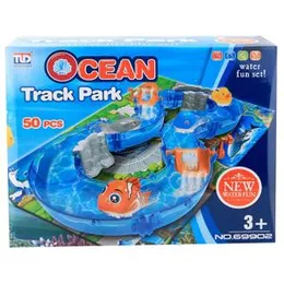 Ocean Track Park - 50 Pcs New Water Fun Game Set - Water Slide with Fish for Kids