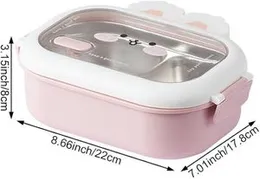 SteelFreshâ¢ Duo Imported 2-Divided Stainless Steel Lunch Box, Modern Durable Stainless Steel Bento Lunch Box for Kids Freshness Preservation Detacha