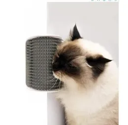 Pet Cat Self Groomer Brush Cat Corner Face Scratch Wall Mount Pet Self Grooming Cleaning Massage Brush Comb with Catnip Pouch