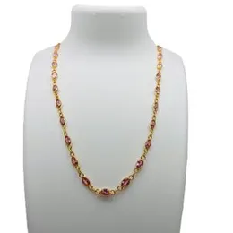 Gold Plated Ladies Chain 18/24 Inch with Pink Oval Stone Pendant – 5.5 Width