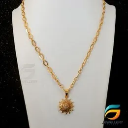 Gold Plated Guaranteed 18/24 inch Thin Karali / Disco Chain with New Sunrise Pendant Necklace for ladies.