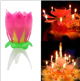 Music Candle Light Birthday Blossom Lotus