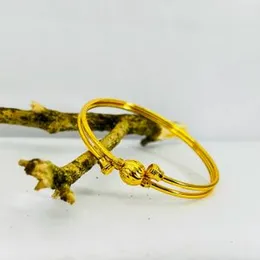 Gold Plated Three Line Plain Bangle with One Ball Fashion Jewelry for Women & Girls
