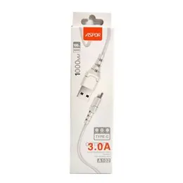 Aspor A102L 2M Type-C Fast Charging Cable | 3A High-Speed USB-C Data Cable | Durable Long Charging Cable | Quick Charge Type-C Cable for Smartphones &