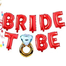 9Pcs 16" BRIDE TO BE Letter Banner Balloon Party Foil RED c
