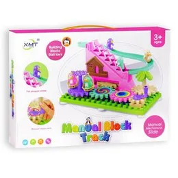 Penguin Manual Block Track Set with Climbing Stairs Orbital Track Toy For Kids