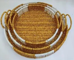 Round shape cane basket 3pcs