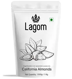Lagom California Almonds 1 kg | All Natural | No Preservatives | No Additives | Gluten Free | Vegan | Plant Based | Non GMO | Nuts Dry Fruits | Badam