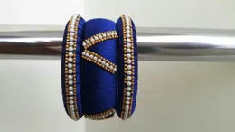 Silk thread Handmade bangle (2pcs) blue