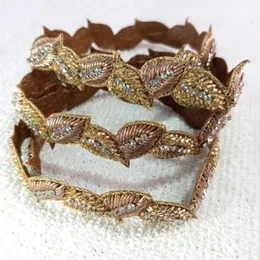 Lovetholy 1Meter Zardosi Lace Border Patch Work Leaf Design Embroidery Sew On Applique Patches for Clothes, Blouse, Dress, Jackets, Saree (1Pcs, LBDR1