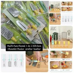 Multi-Functional 4-in-1 Kitchen Utensil â Stainless Steel Peeler, Grater & Beater (A-Grade)