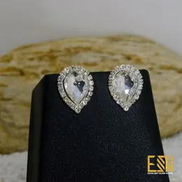 Silver plated Water Drop Theme Earring With one line Stone ( Any Colour )