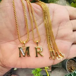 Gold Plated Fox Chain with Full Alphabet (A to Z) Pendant for Couples, Women & Men