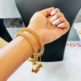 Gold color Fashion Jewlery Beautiful one pair bangle with white, gold, multi color stones and pearl for women and girl gift items for girls