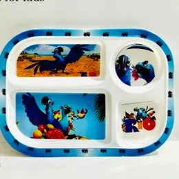 kids plastic dinner plate 4in1