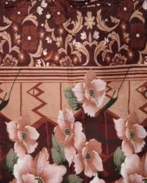 6Ã5 Brown & Pink Floral Patterned Fleece/Mink Blanket