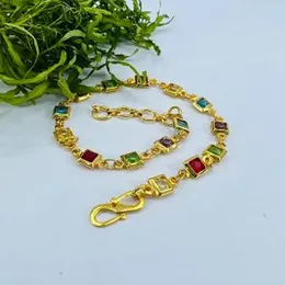 Gold plated AD multi colored stone bracelet