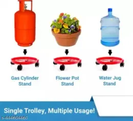 Red Plastic Compact Gas Cylinder Trolley with Caster Wheels for Everyday Use
