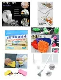 6 PCS Multi-Purpose Home Cleaning Combo Set â 1 PCs 2 in 1 wiper broom 1 PCs 30 PCsfoor cleaning sheet pack 1 PCs Double side micro fiber wash glove