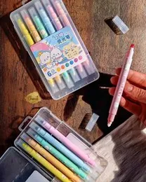 6 Color Creative Double-Ended Erasable Highlighter Pack - Multi-Color Fluorescent Marker For Student's Note Highlighting, Graffiti Drawing & Bullet Jo