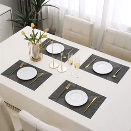 HOKIPO Pvc Placemats Set Of 4 - 45X30 Cm (Ar3261), Polyvinyl Chloride, Black