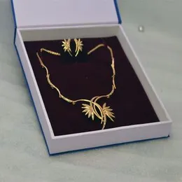 Gold plated Elegant Half Leaf neckless with new design Half Leaf earring.