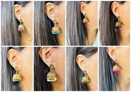 ESH Gold Color Jimikki Drop Earrings with Multi-Color Pearls for Women and Girls