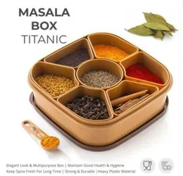 7 Section Masala Box, 700ml Masala Container For Kitchen, Multipurpose Masala&Rangoli box, Airtight Masala Storage Containr Spice Rack